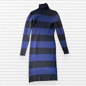 J. Crew cotton blend knit stripe turtleneck dress
